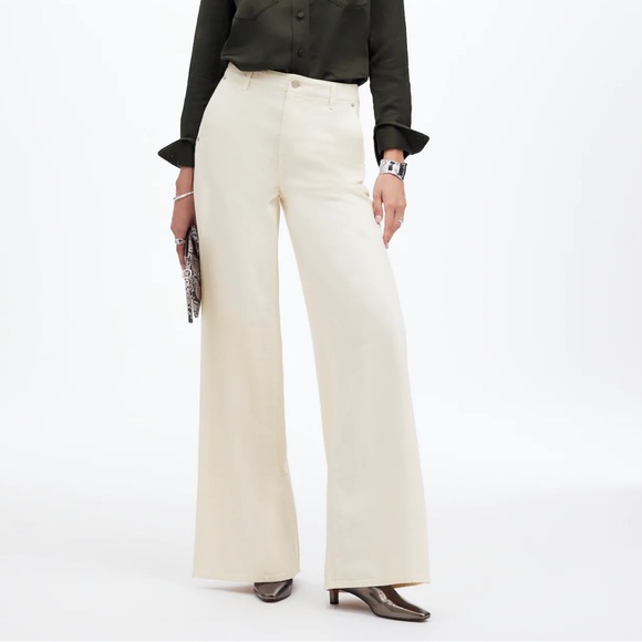Madewell Denim - Madewell wide leg sweep ivory Denim Trousers 27